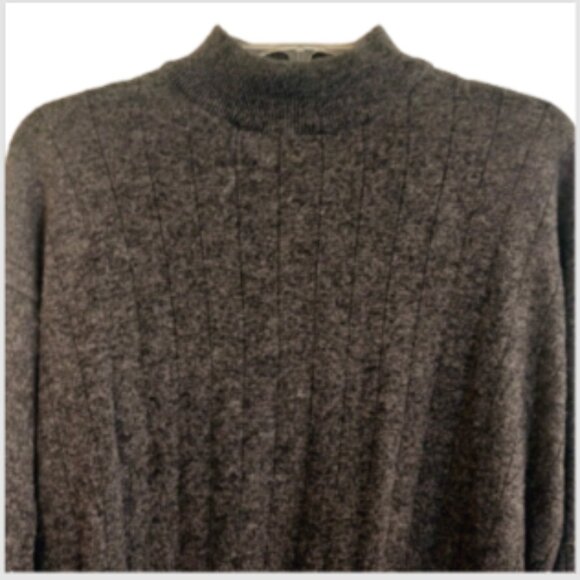 Men's Sweater Size Large Charcoal Gray  Pullover Mock Neck Ribbed - Picture 3 of 12